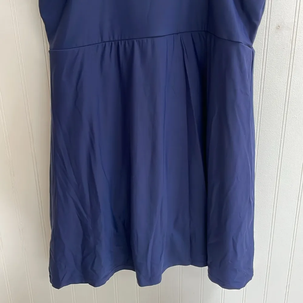 LANDS END Tummy Control Surplice Wrap Swim Dress One Piece Swimsuit Navy Size 18 Blue - Image 11