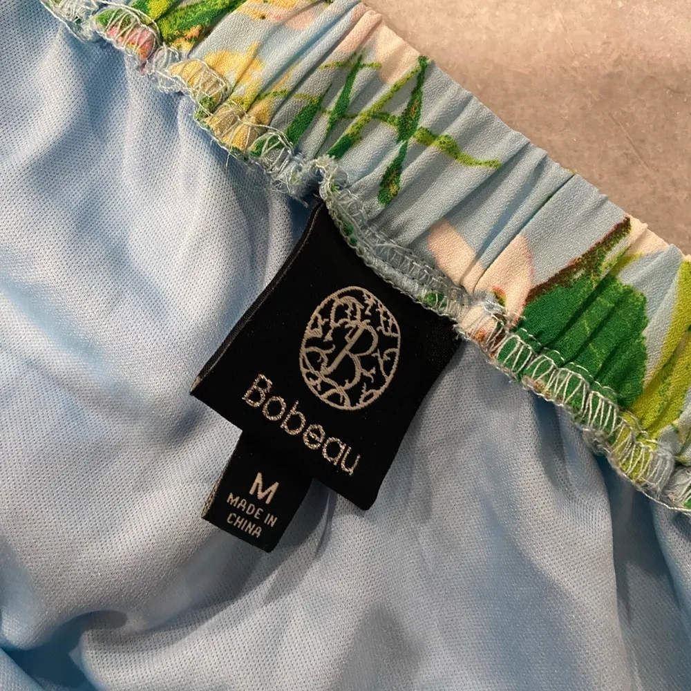 Bobeau Size M Light Blue Floral Elastic Waist Flowy Lined Maxi Skirt - Image 10