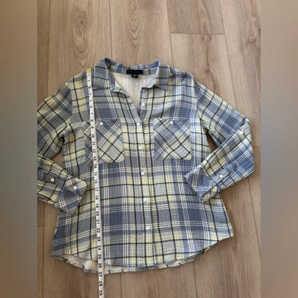 Sanctuary Blue and Gray Plaid Tomboy Shirt  100% COTTON.👕 - Image 2