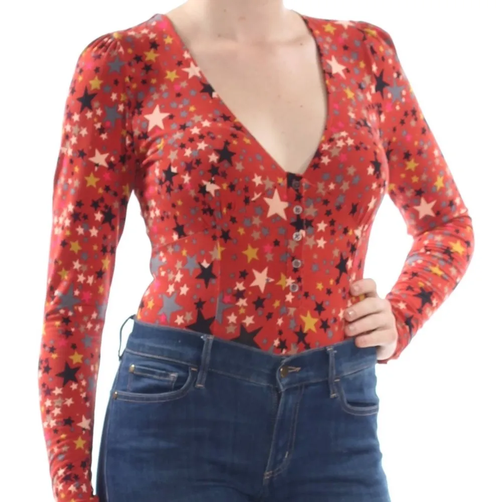 Intimately  Women’s XS Star Print Long Sleeve V-Neck Bodysuit - Image 2