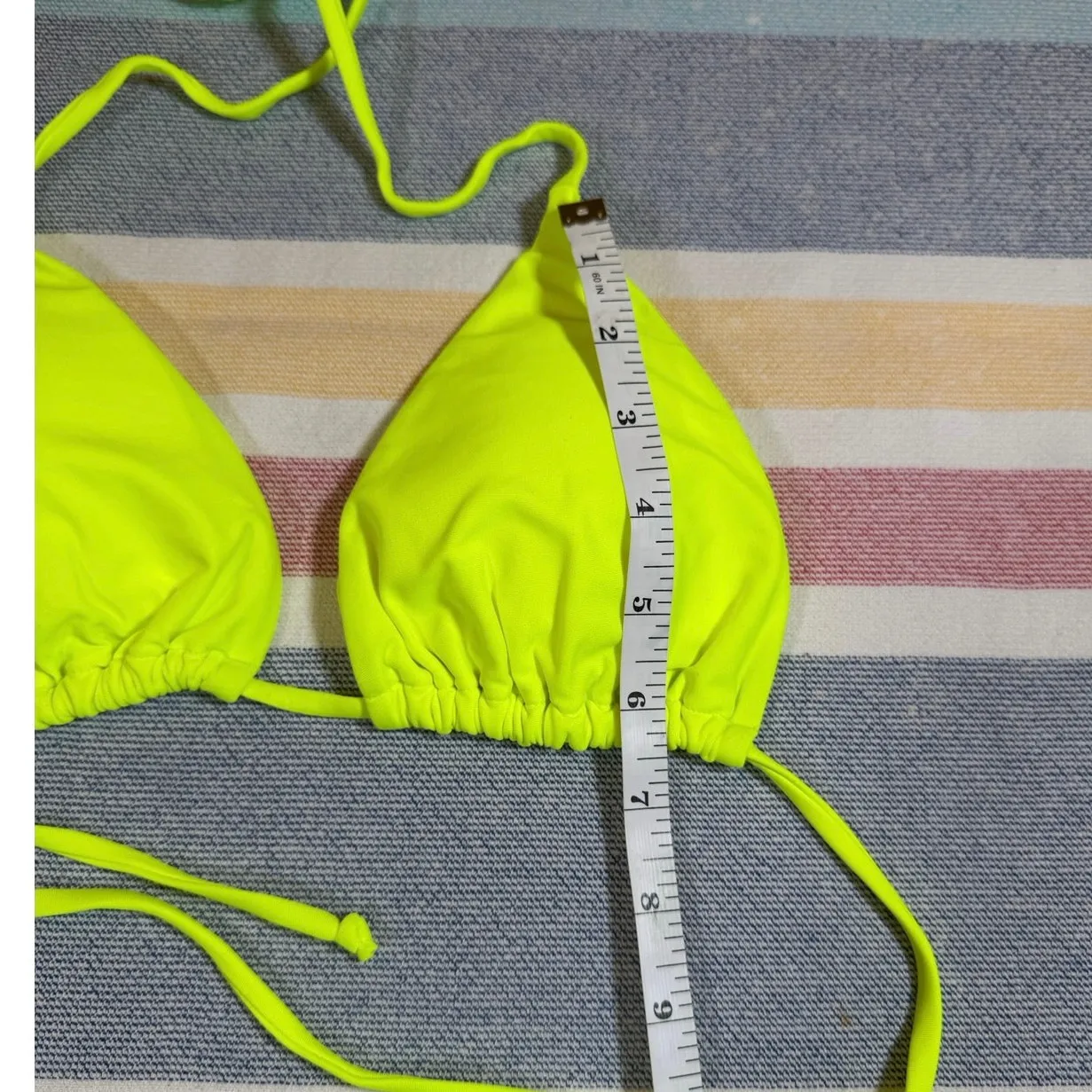 NWOT Neon Yellow Tie Bikini Set – Size Medium - Image 8