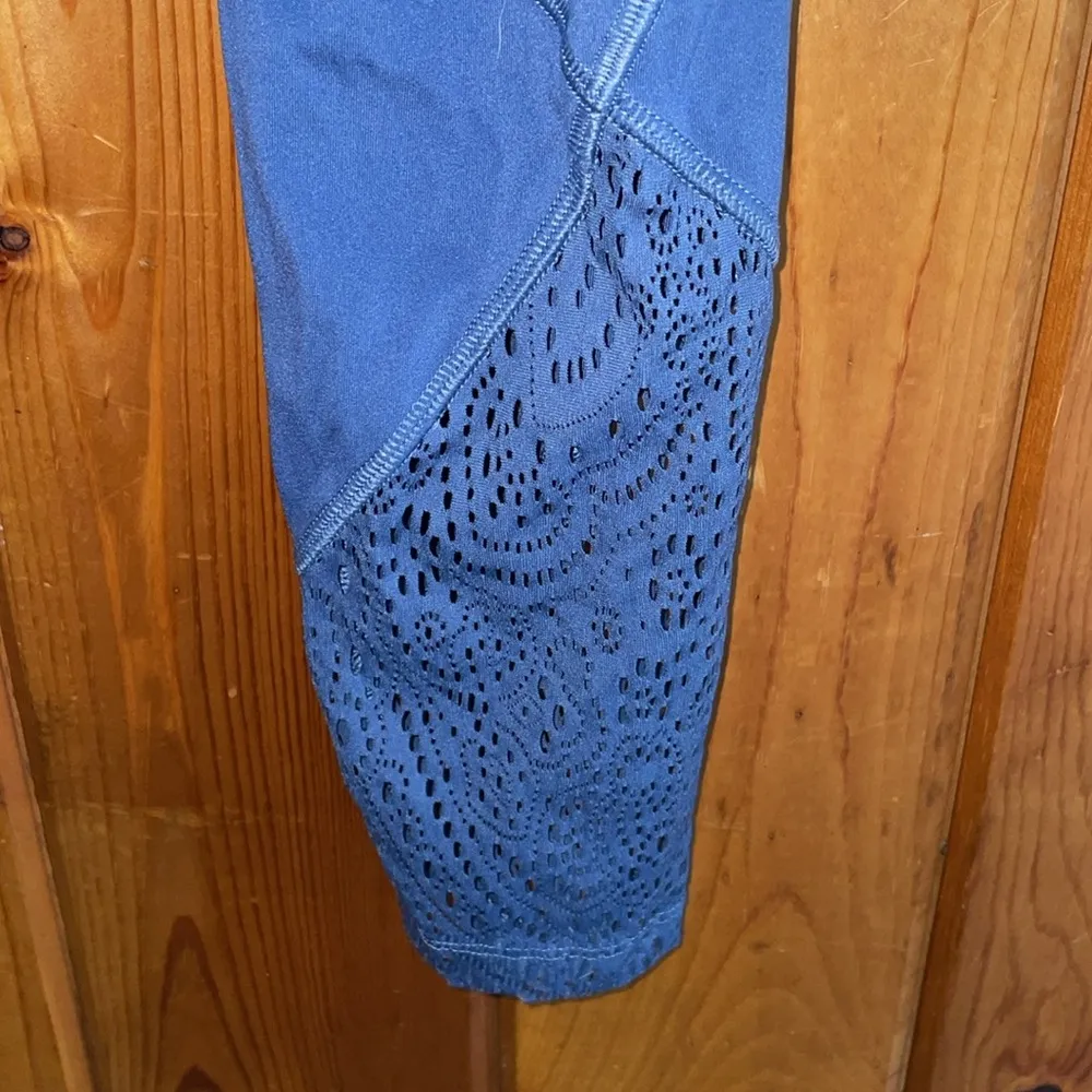 PINK sports leggings PINK Sport Pants Women's Blue Pull On Leggings Lace medium - Image 5