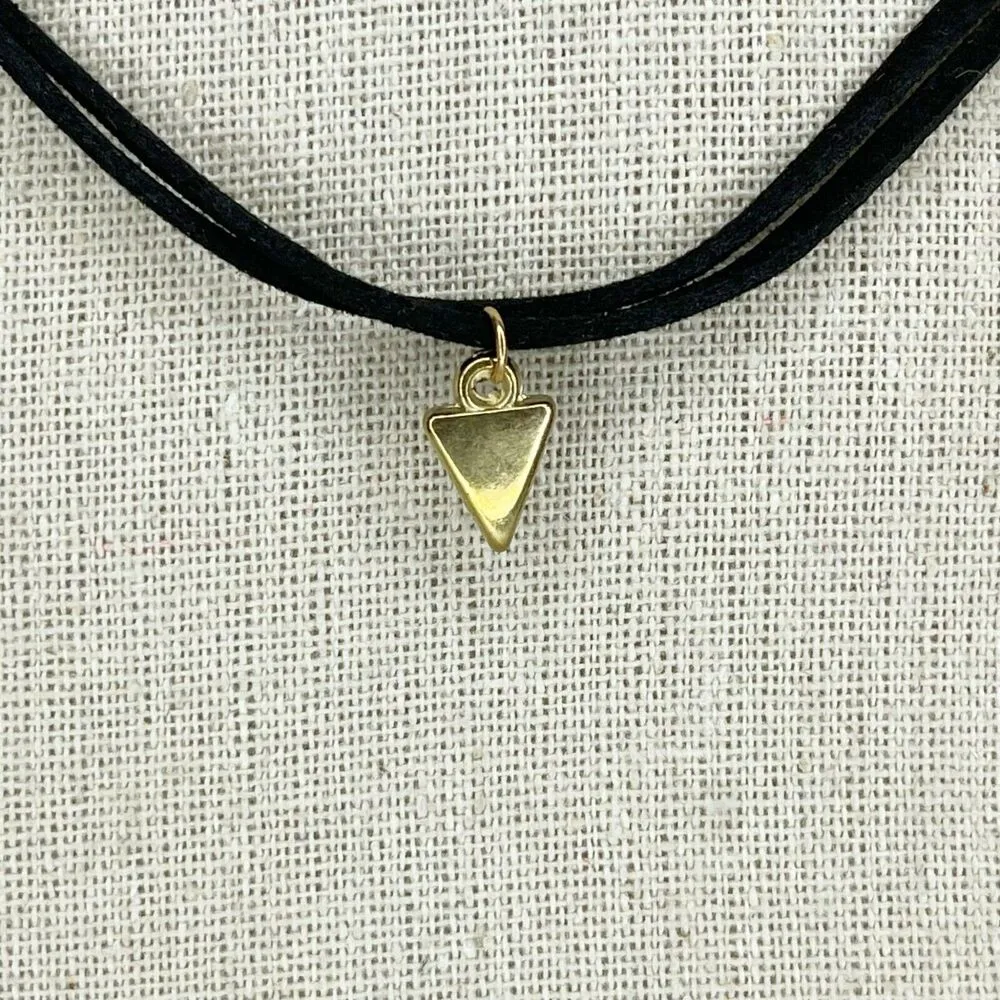 Arrow Triangle Pendant on Black Double Cord Necklace - Image 4