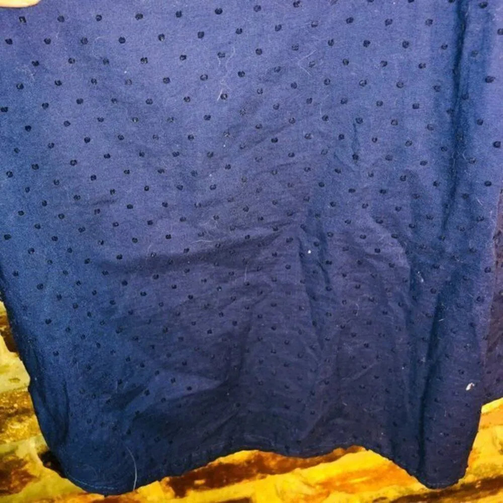 GAP Navy Blue Textured Jacquard Dot Button Down Mini Shirt Dress Size Small - Image 5