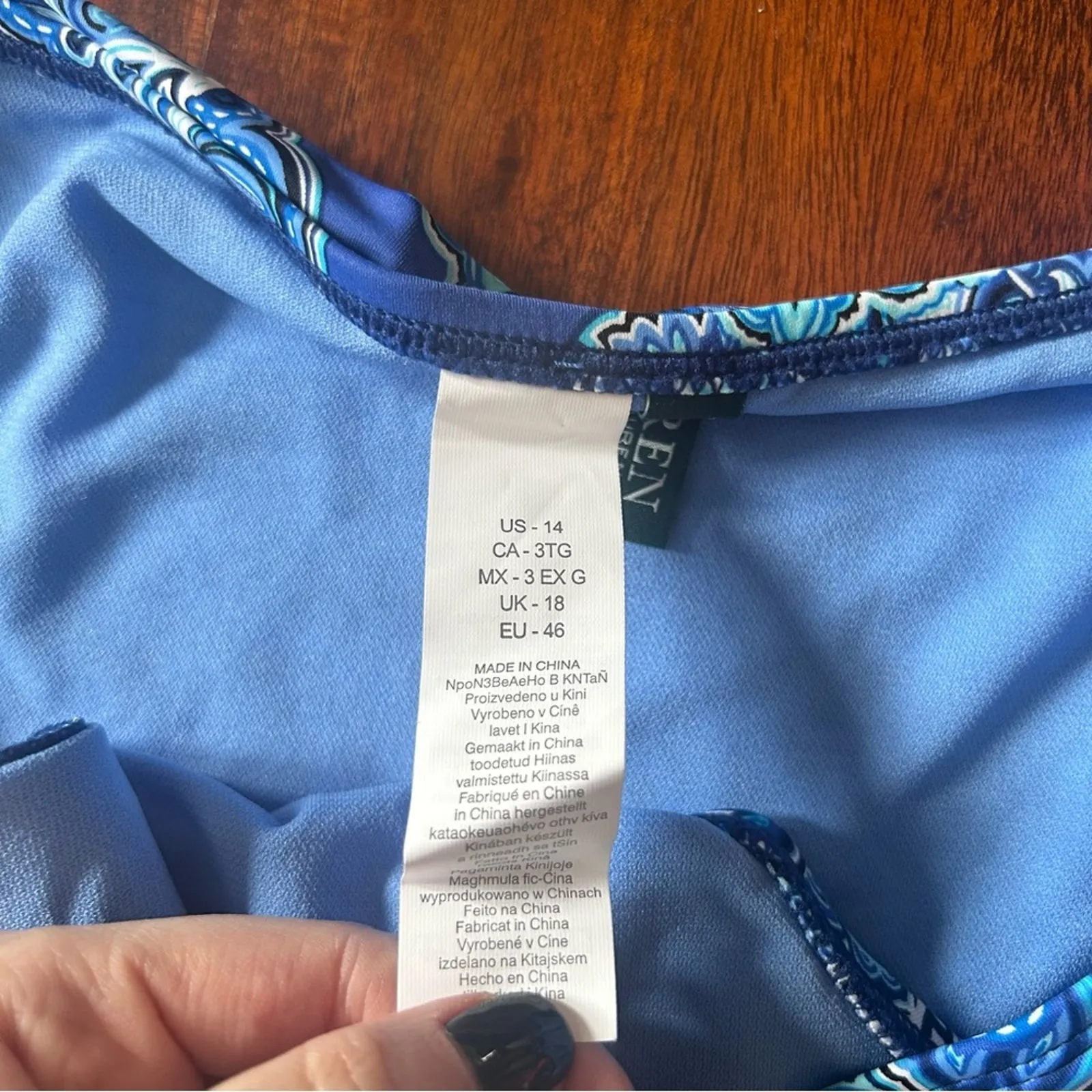 Lauren Ralph Lauren Bandana Paisley Printed Hipster Bikini Swim Bottom‎ Blue NWT Size 14 - Image 4