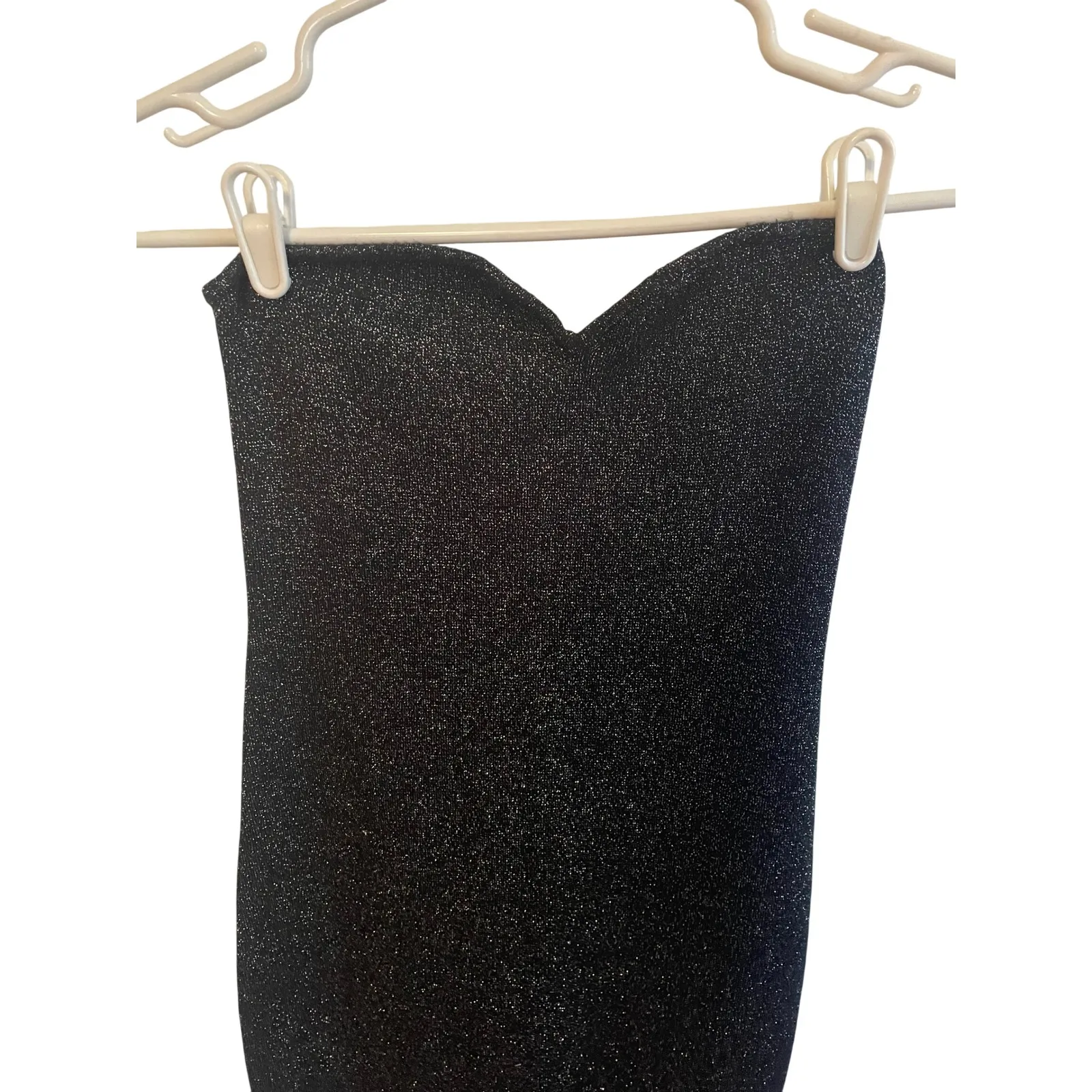 Sleeveless Black Glitter Strapless Midi Dress‎ Party Cocktail Evening - Image 5