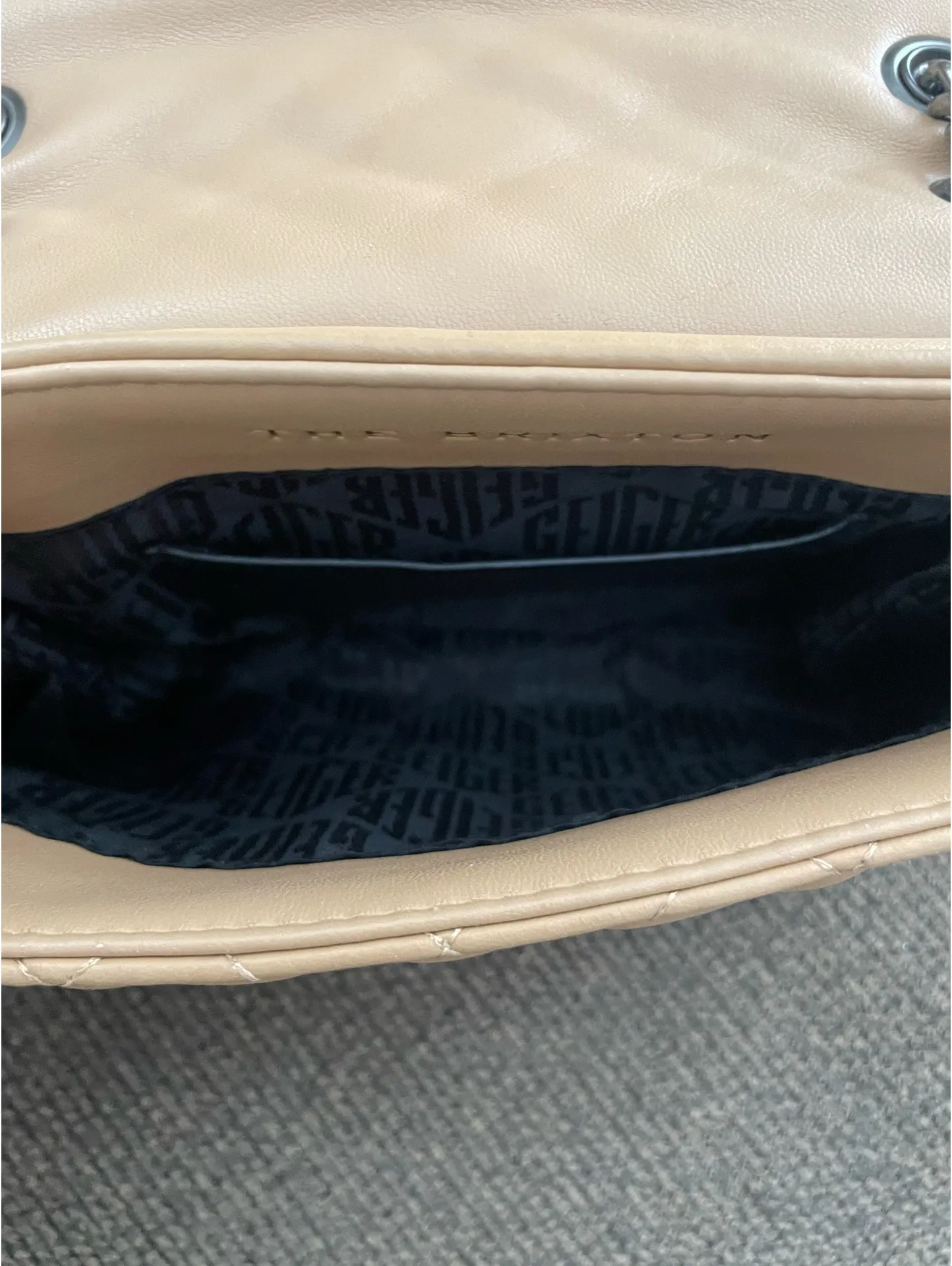 KURT GEIGER London Brixton Lock Camel Diamond Quilted Shoulder Bag - Image 6