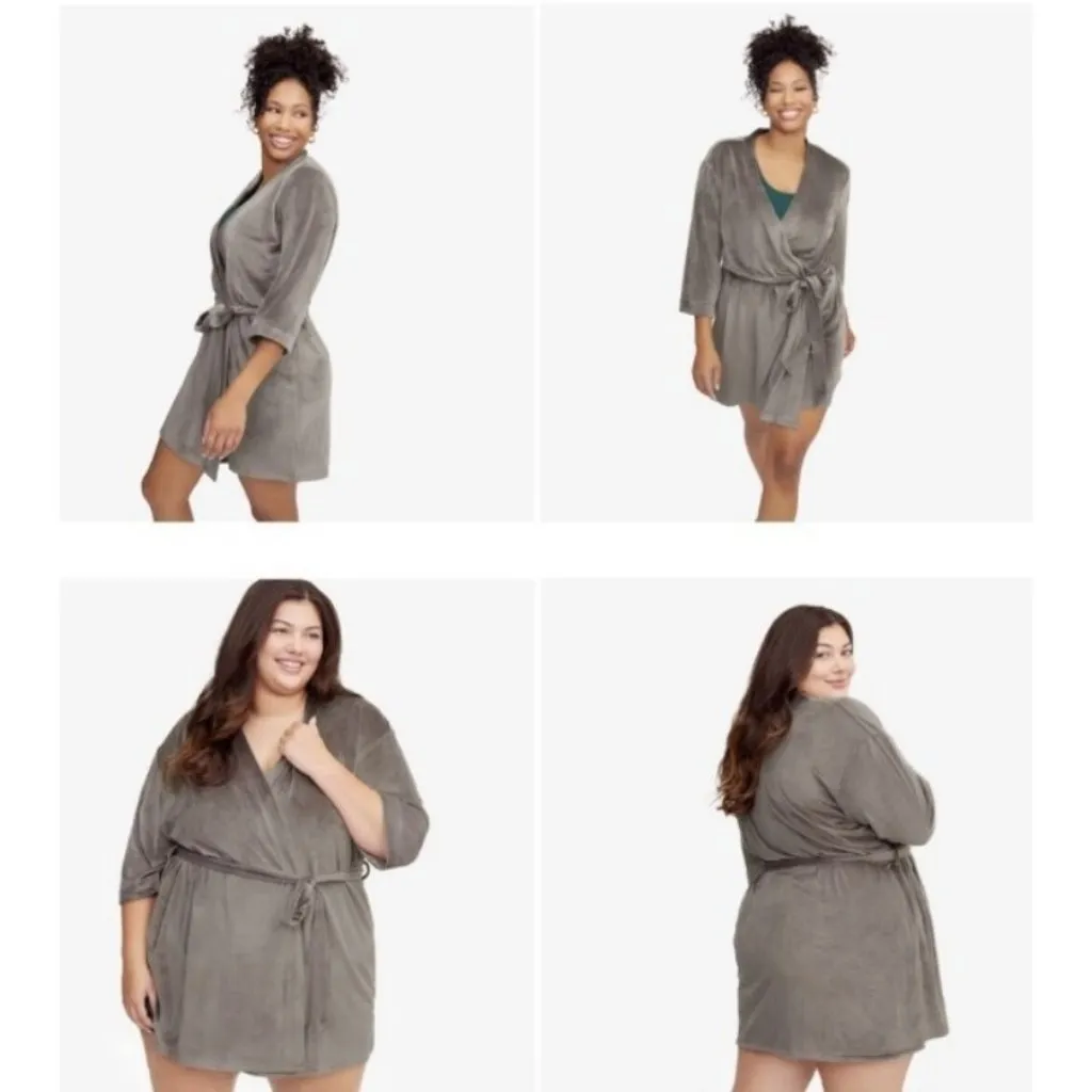 💕SPLENDID💕 Velour Robe ~ Gray 1X/3X - Image 5