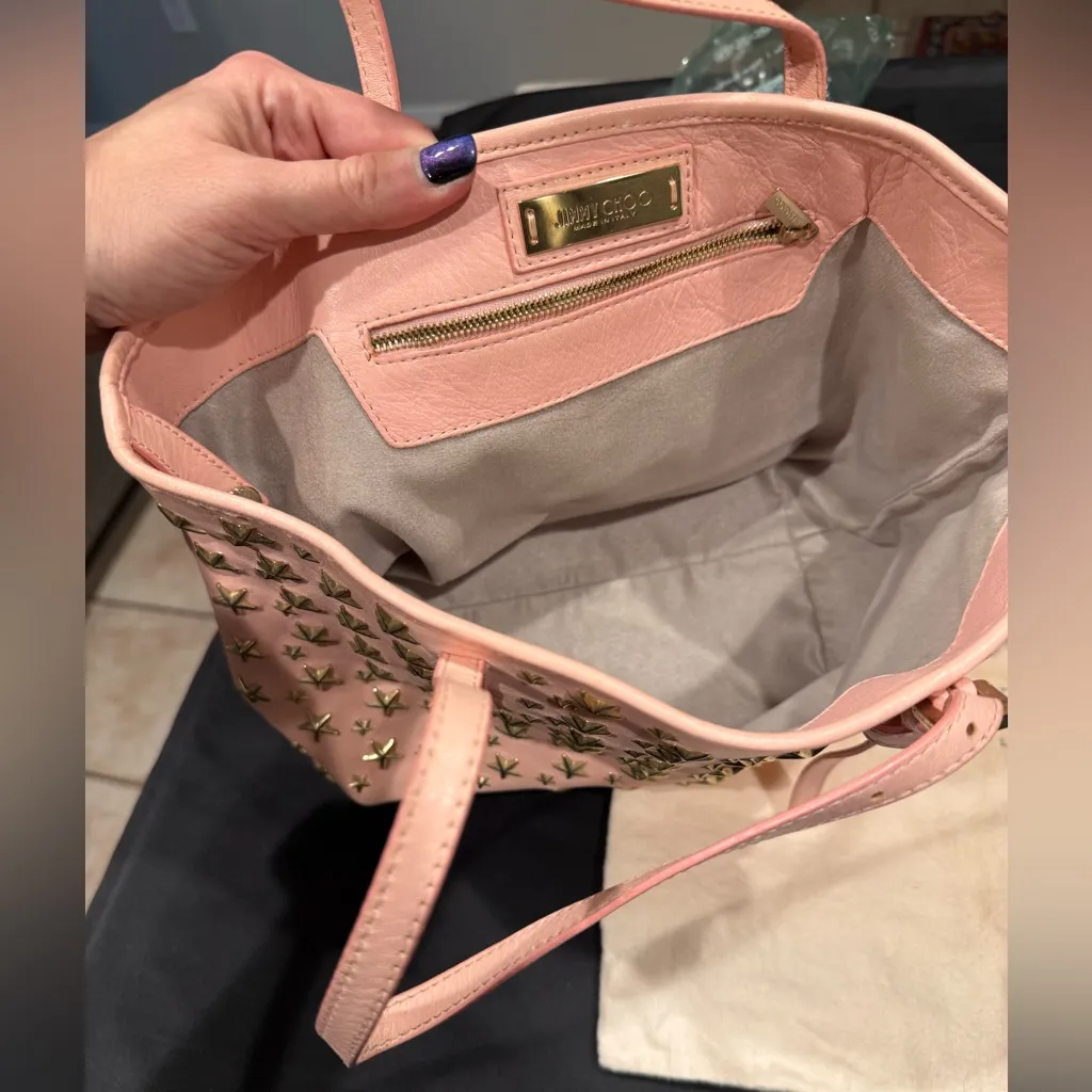 Jimmy Choo Star Studded Sasha S Tote Bag Pink - Image 11