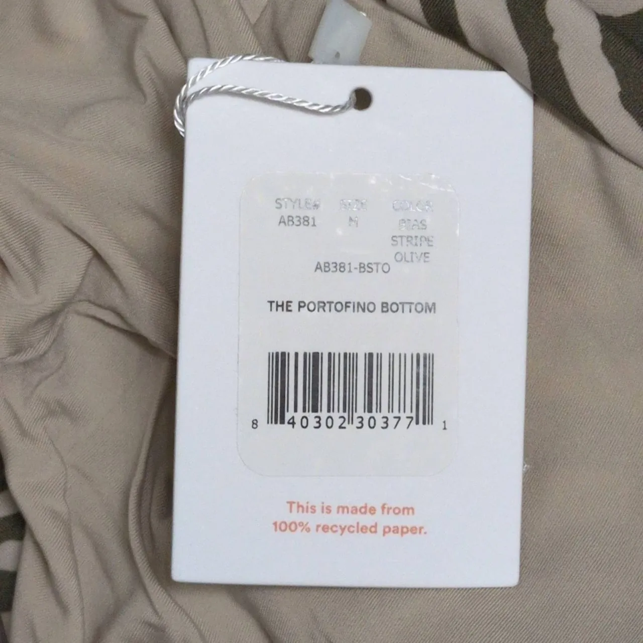 NWT Andie The Portofino Bottom Bias Stripe Olive Zebra Twisted High Waist Swim M - Image 10