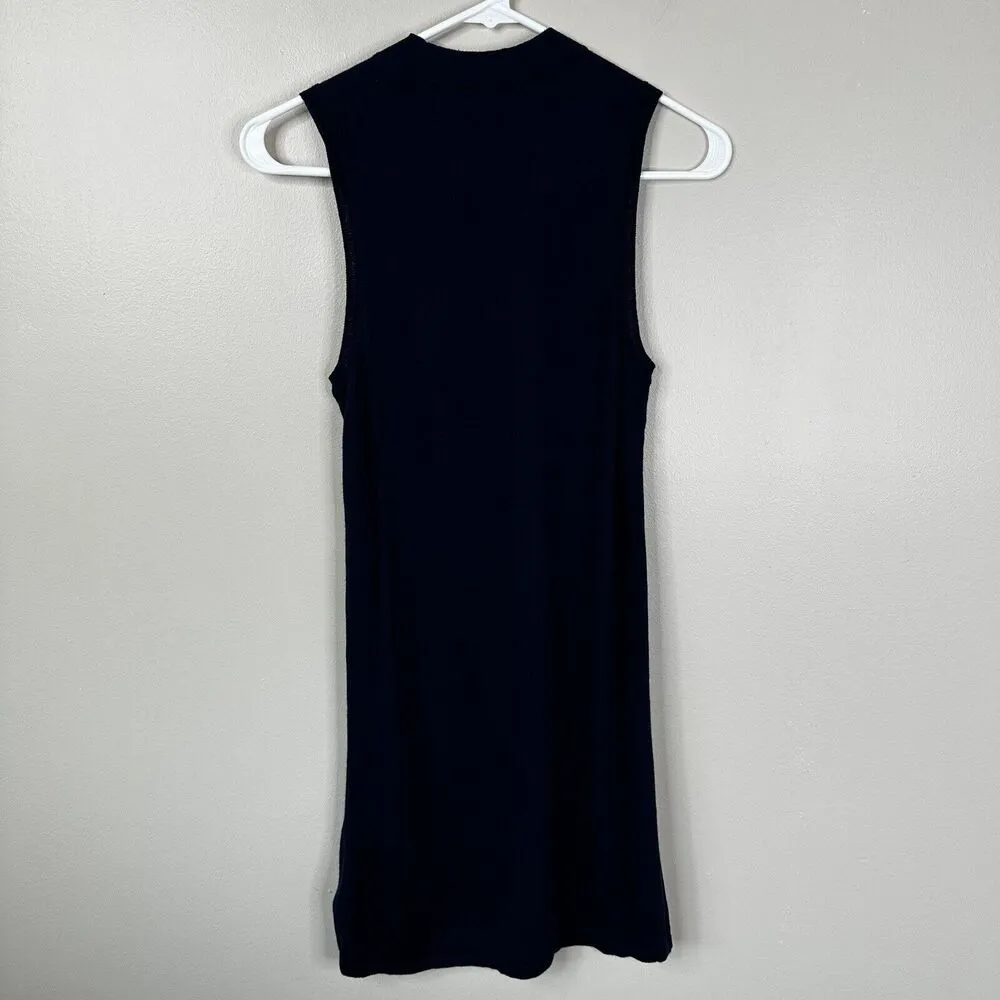 NAADAM Dress Womens XS Navy Blue Silk Cashmere Sleeveless Mini Shift - Image 3