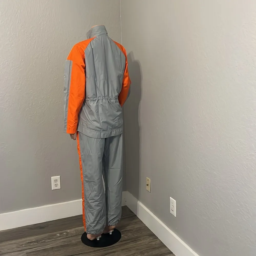 Vintage 80s Nike Tracksuit Large Gray 2-Piece Set Track Jacket Sweatpants Womens - Image 5