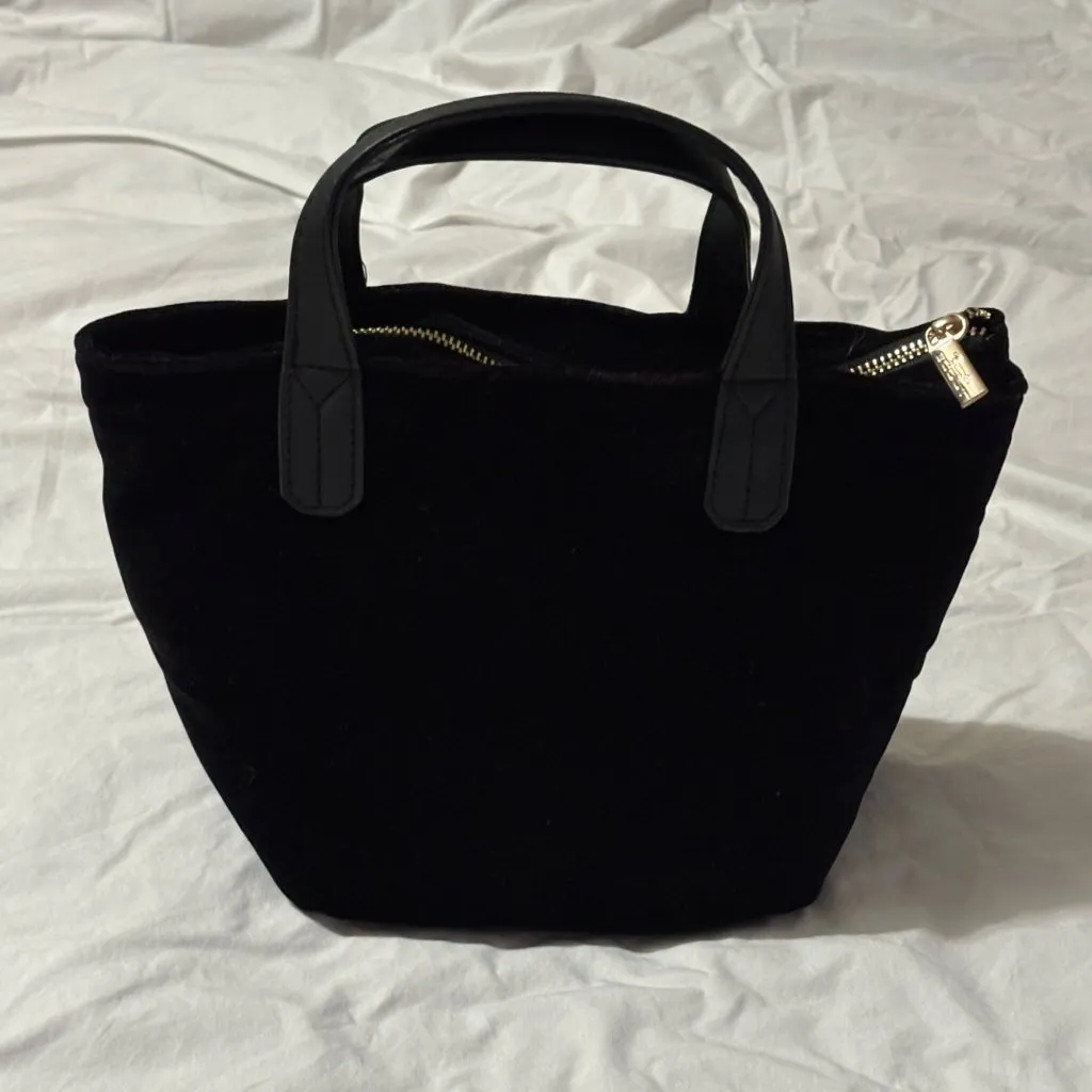 Scout Velvet Black Mini Tote With Dual Handles & Gold Quilted Interior Zip Close - Image 13
