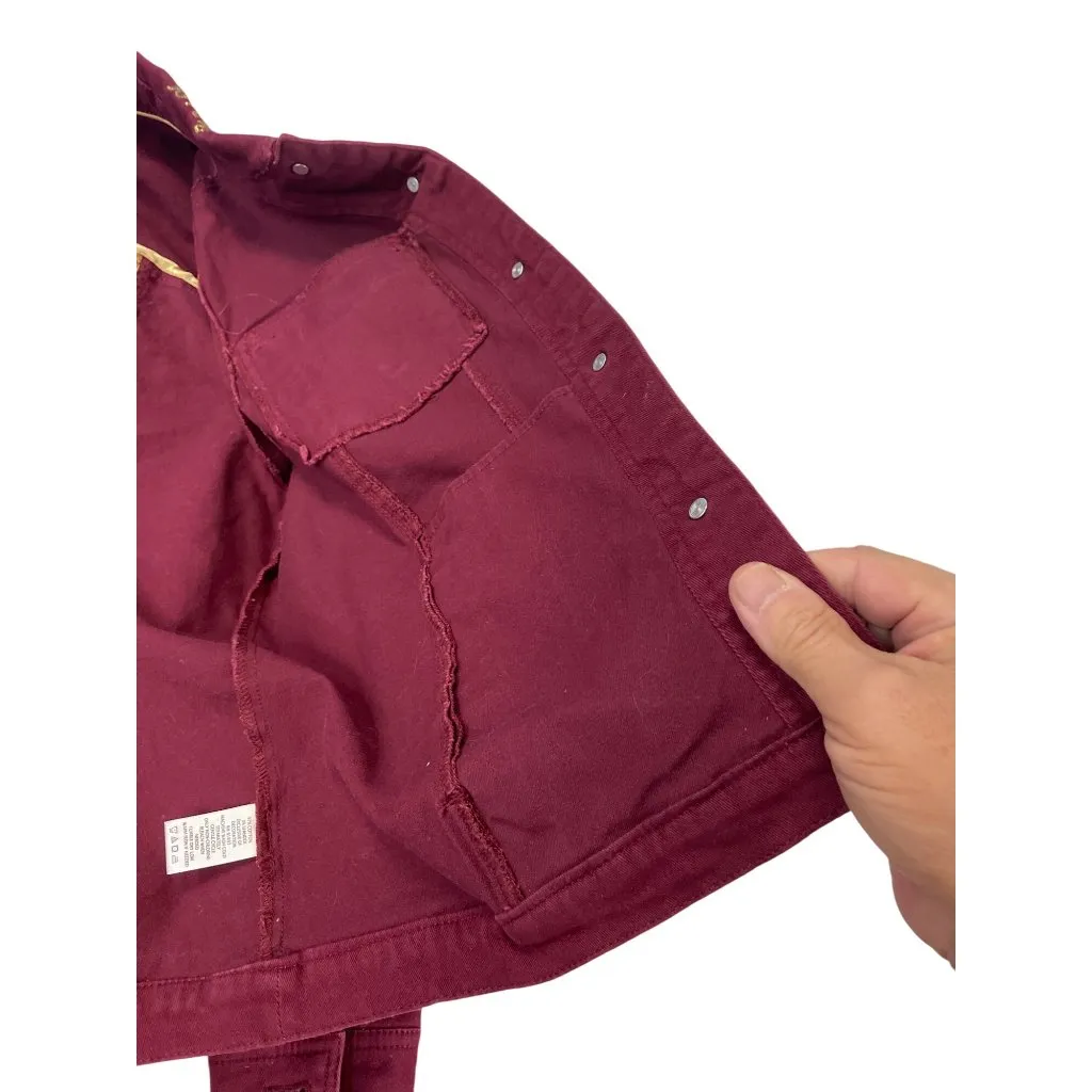Denim Co. Womens Red Embroidered Gold Buttons Denim Jacket Size S SKU 9458 - Image 15
