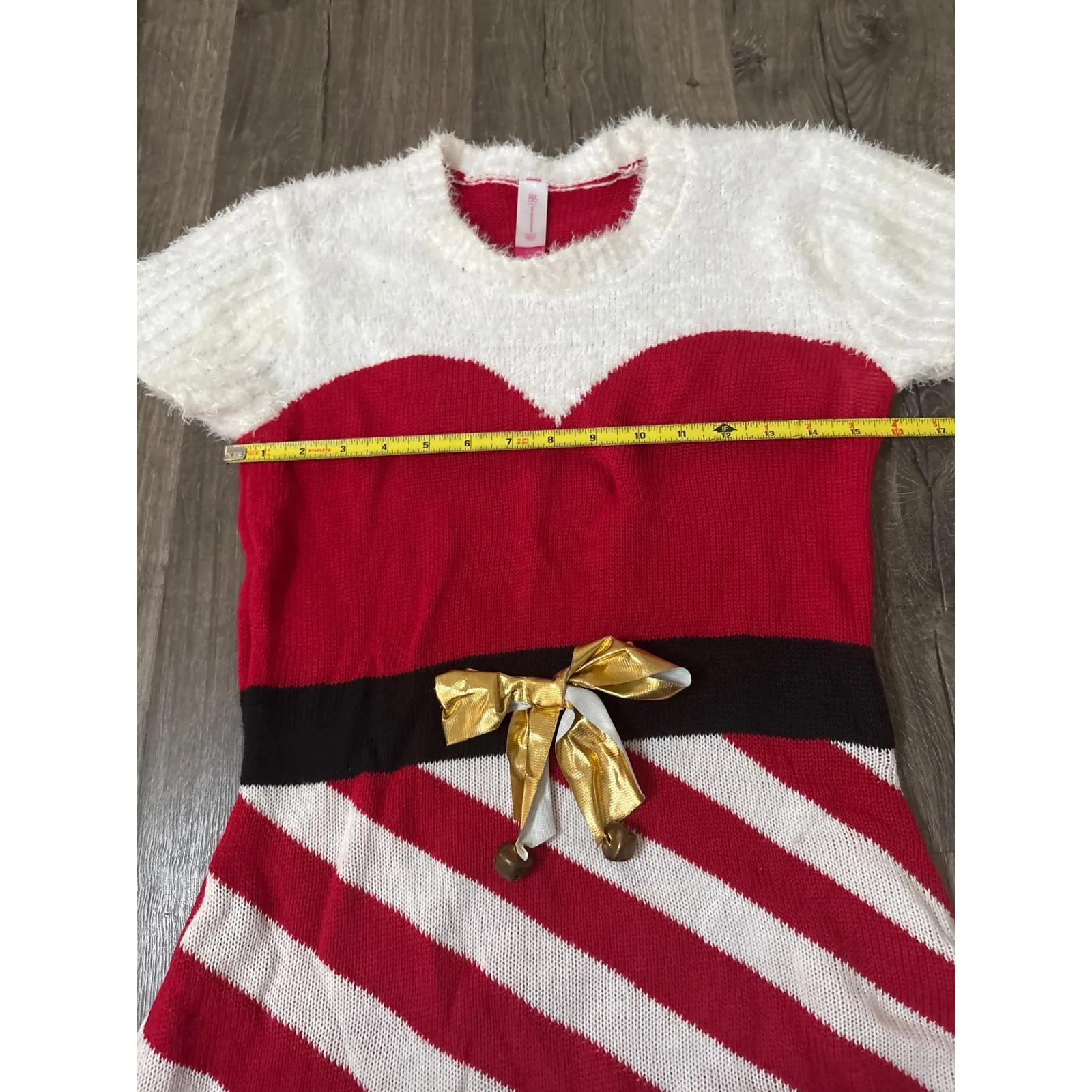 No Boundaries Womens Christmas Sweater Dress Red White Candy Cane S/CH 3-5 - Image 4