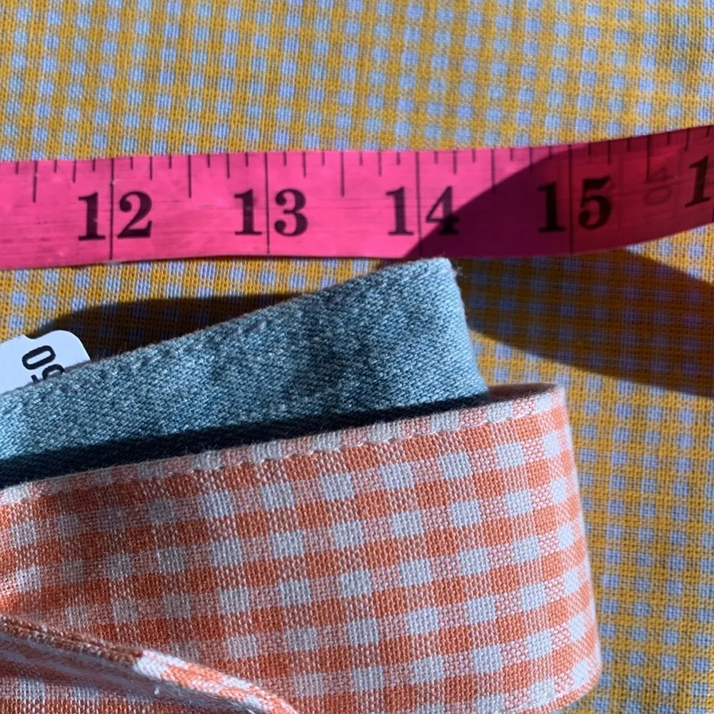 Vintage Christopher & Banks Orange Gingham Trim Jean Shorts Size 4 - Image 6