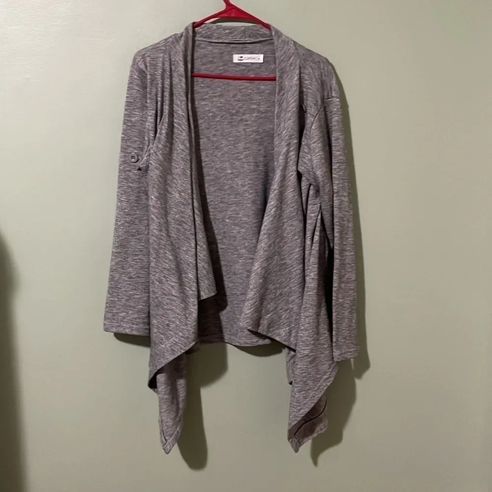 CUPSHE Crossover button wrap Cowl Neck Sweater‎ Cardigan grey size medium - Image 3