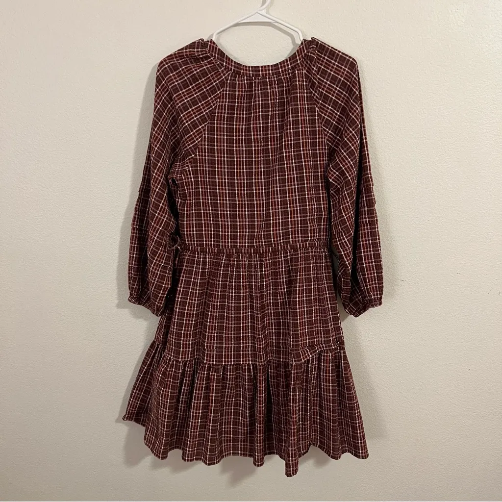 Madewell Seersucker Wrap Mini Dress in Dark Merlot - Image 7