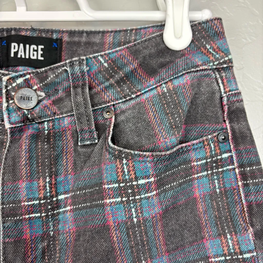 Paige hoxton ankle skinny leg jeans in black Atlantic tartan plaid size 25 - Image 6