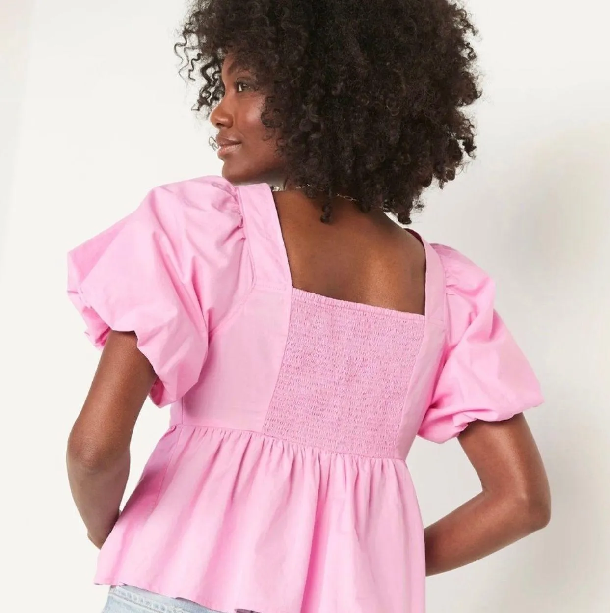 Puff Sleeve Top Pink - Image 2
