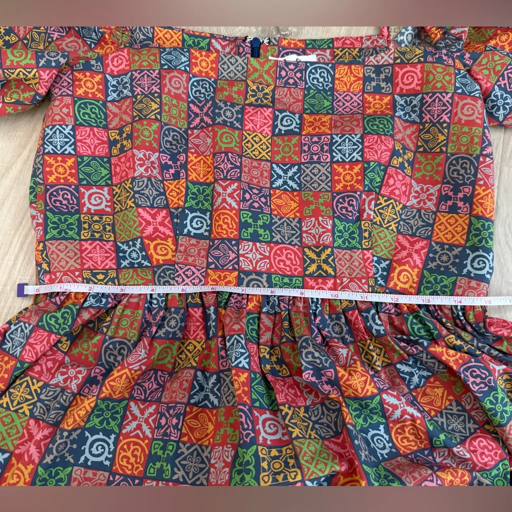 Coco Shop Tuckernuck Boho Checkerboard Print Maxi Dress | Medium - Image 9