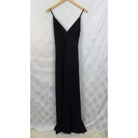 BcbgMaxAzria Black Wide Leg Swarovski Crystal Cocktail Formal Jumpsuit Sz 12 NWT - Image 13