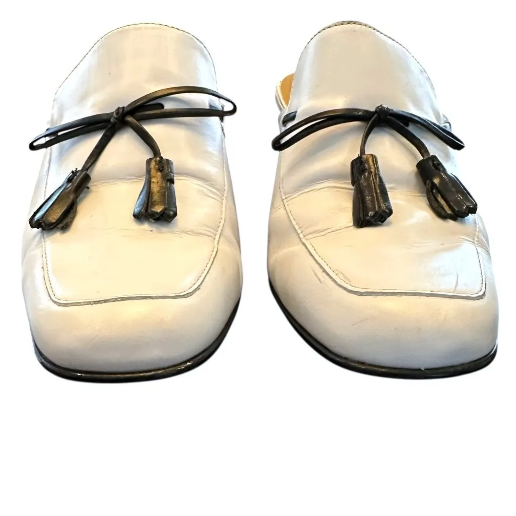 Lauren Ralph Lauren White and Black Leather Mule Heels Women's Size 7B - Image 6