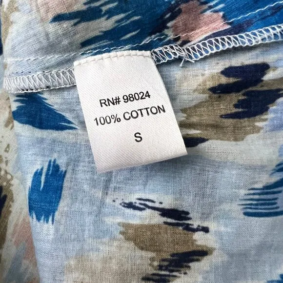 House of Harlow‎ 1960 Size S Zoey Floral Cotton Ruffle Flutter Sleeves Top Blue - Image 6