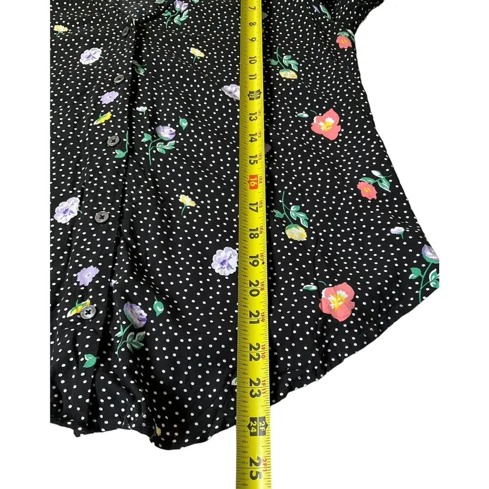 Abercrombie & Fitch Black Floral Polka Dot Button Up Women's Size Medium | 41-65 - Image 6