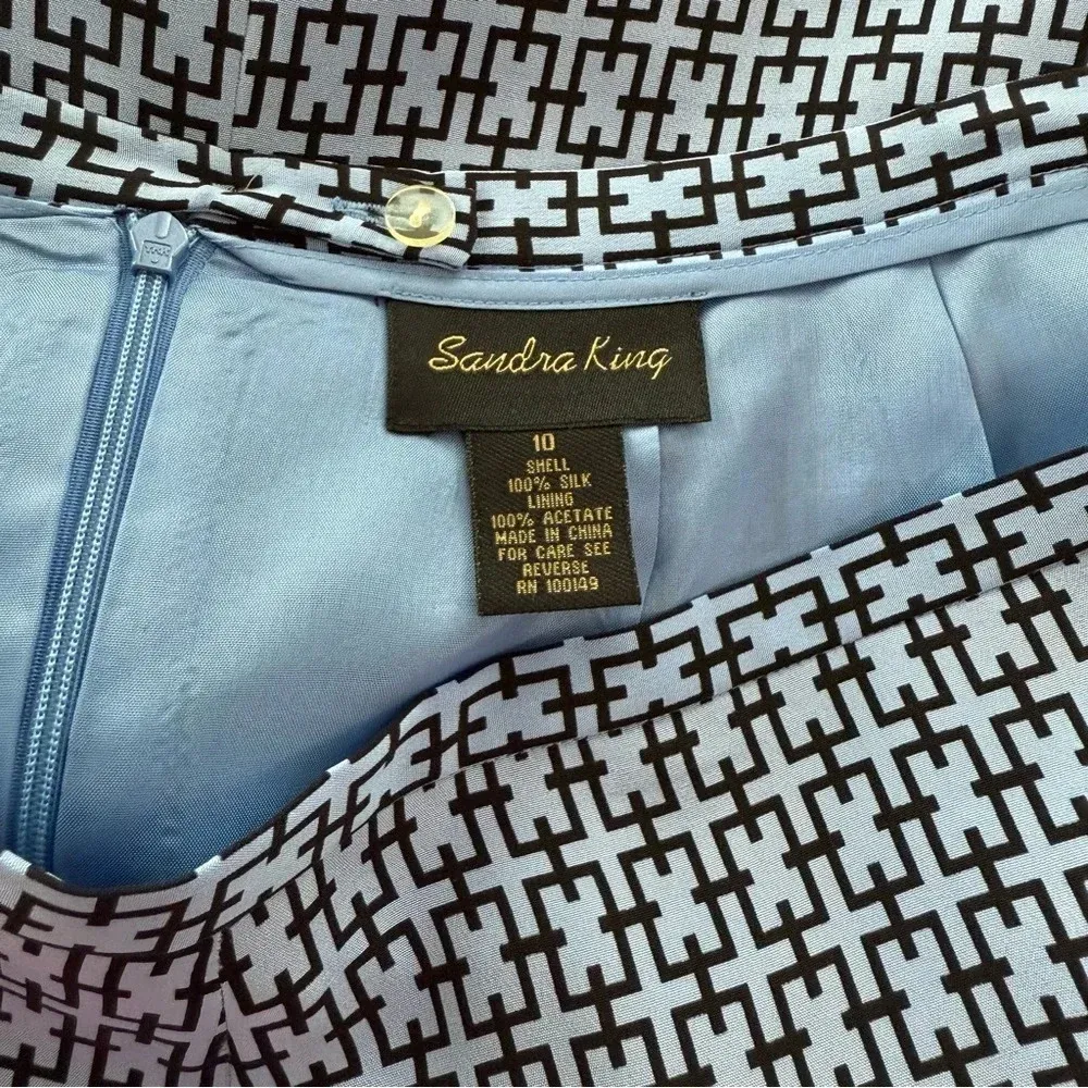 Sandra King Silk Skirt Size 10‎ EUC Career Blue - Image 3