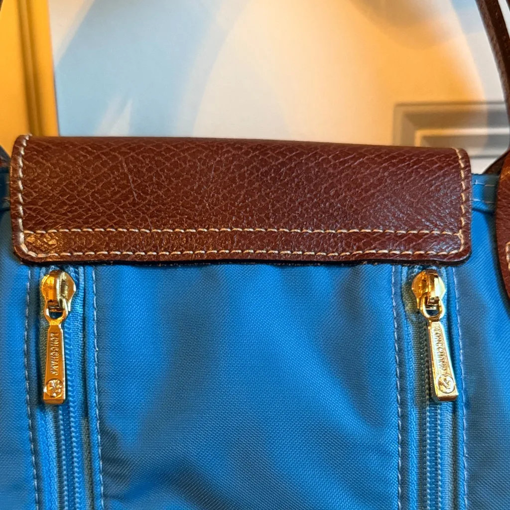 Longchamp‎ extendable Blue Tote Bag vintage - Image 4