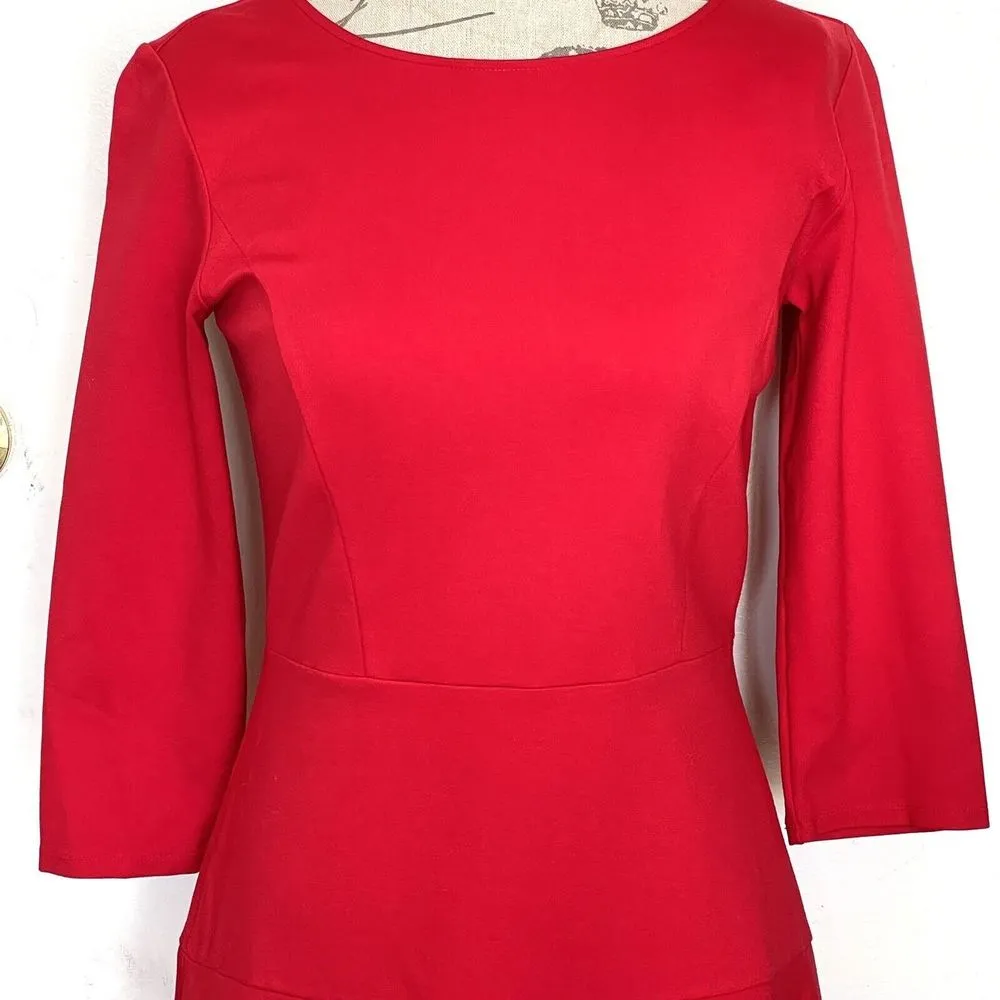 Womens Dress Size 4 Red Knee-Length Valentine's Office Career Work - Image 13