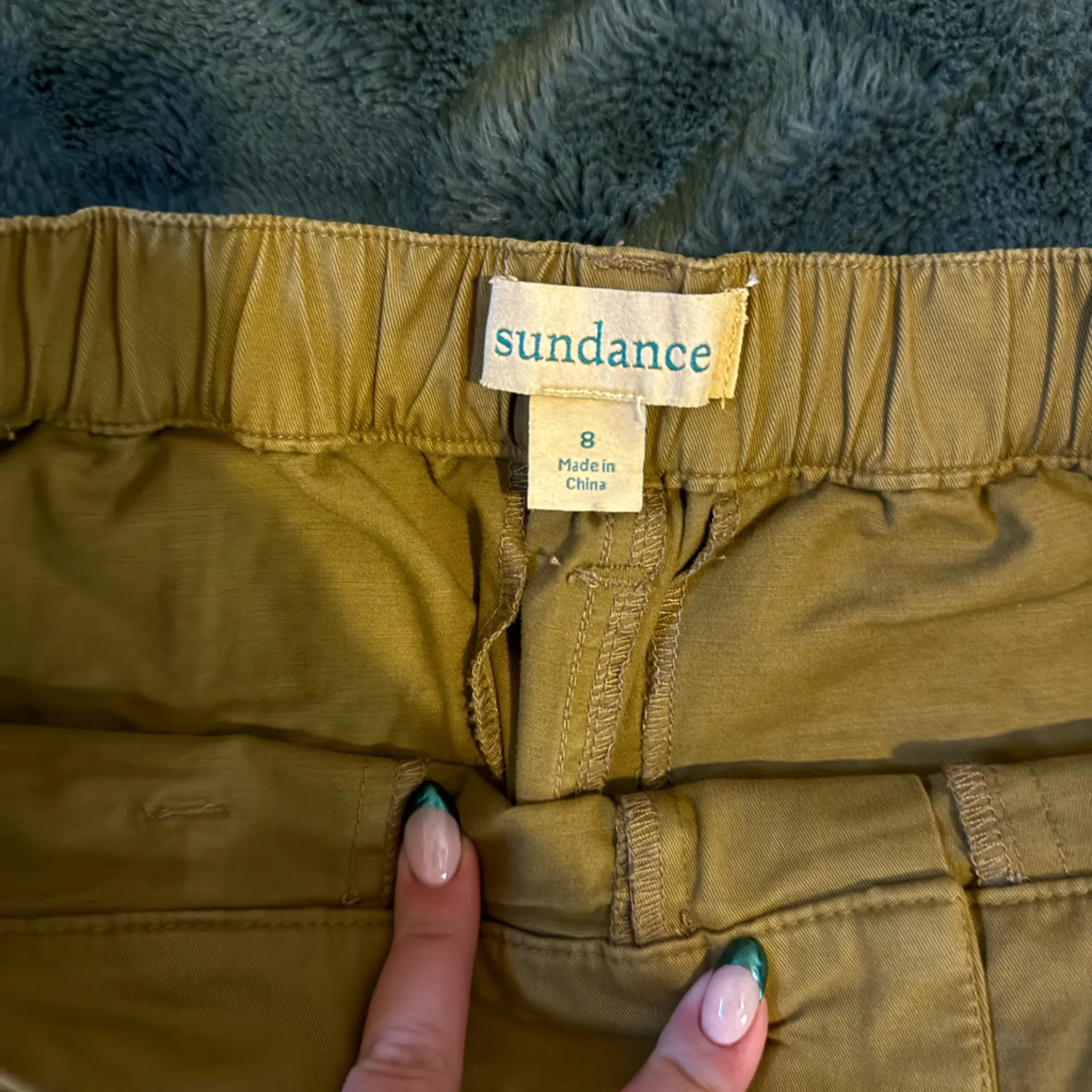 Sundance green floral embroidered cargo pants Size 8 - Image 4