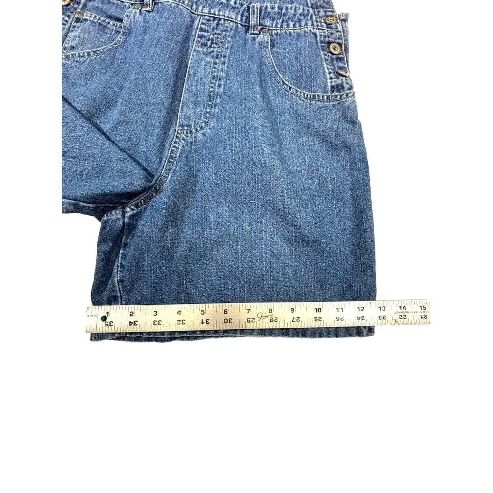 Bill Blass Overalls Jeans Shorts Vtg Bibs Shortalls Pockets Med. Wash Sz Medium - Image 3