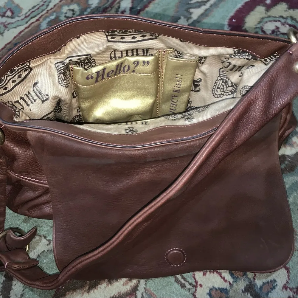 Juicy Couture Pam & Gela Scottie Dog Charm Brown Leather Heart Purse - Image 5