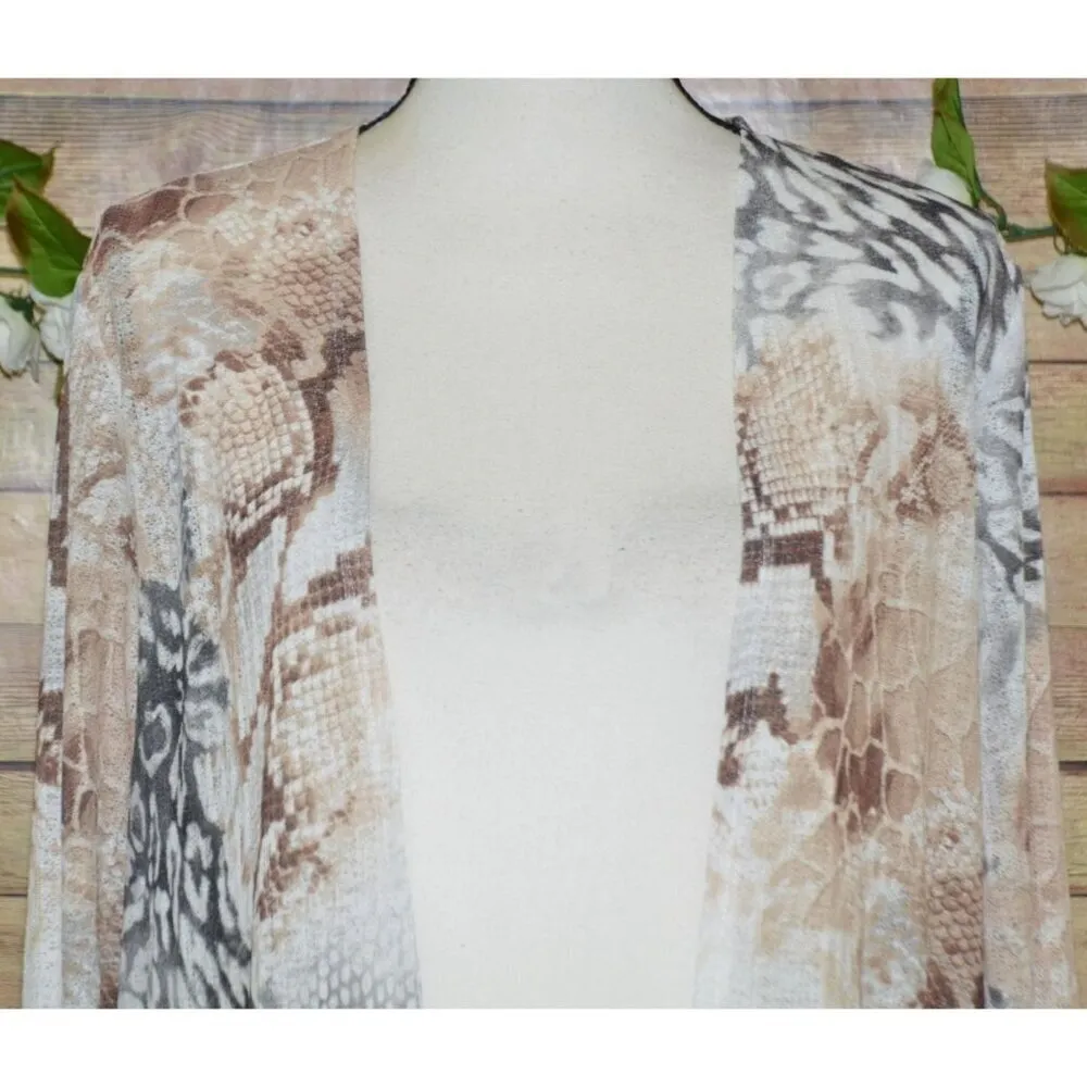 Alfred Dunner Ladies Sheer Lightweight Open Cardigan Size M Mixed Animal Prints - Image 2