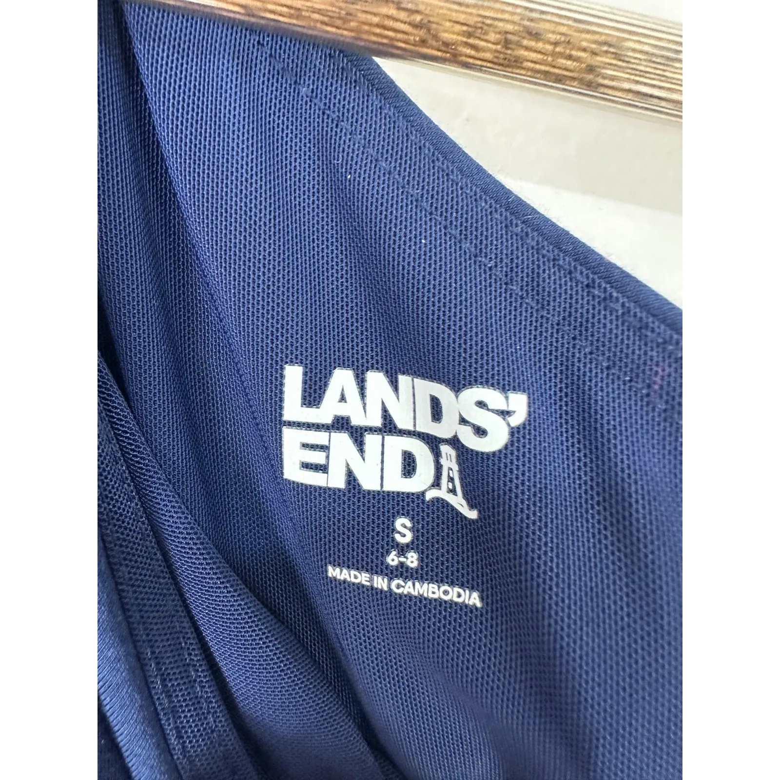 Lands' End One Shoulder Dress S Navy Tencel Minimalist Resort Chic Quiet Luxury Blue - Image 2