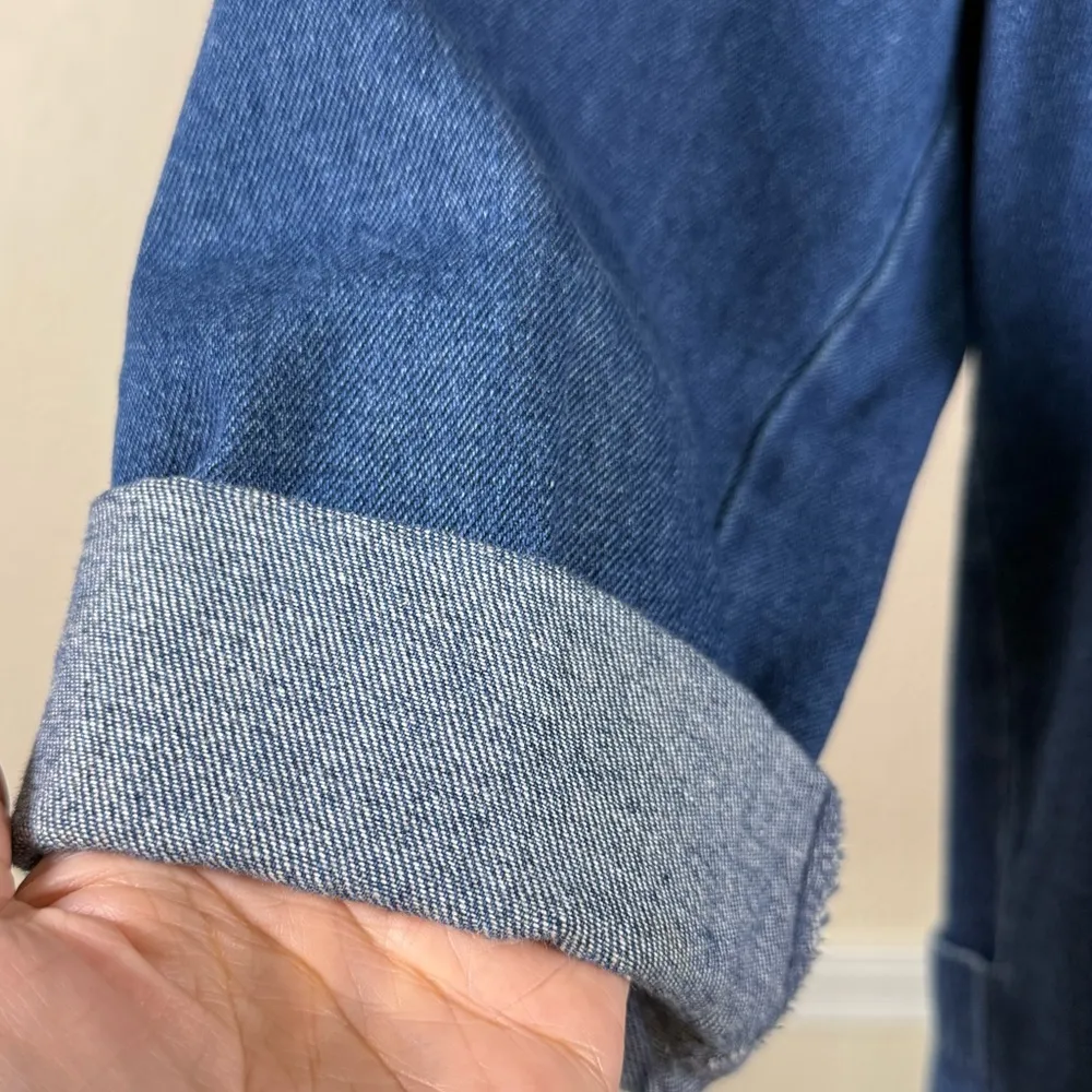 Oversized Denim Blazer Jacket Large Vintage 90s Casual Jean Slouchy Cotton Blue - Image 5