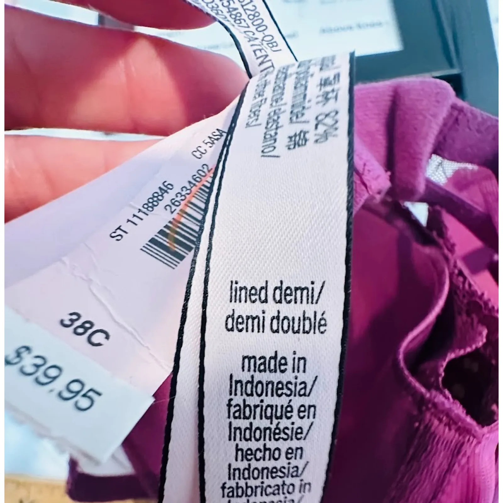 Victoria's Secret Bra Lined Demi Purple Lace Gold Metallic 38C Padded Underwire - Image 8