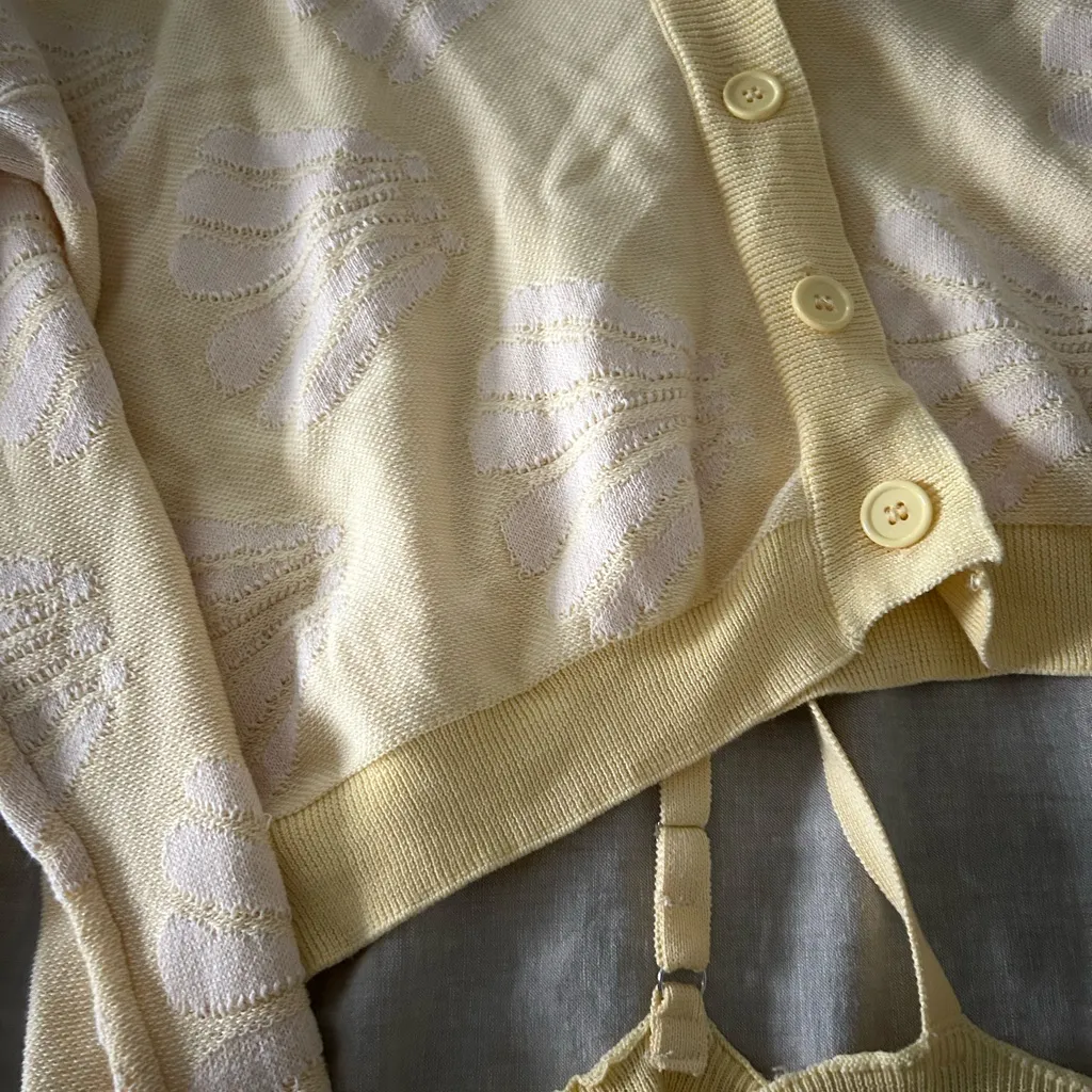 Callahan Meg Yellow Shell Knit Cardigan and Top Set medium tank xl sweater - Image 7
