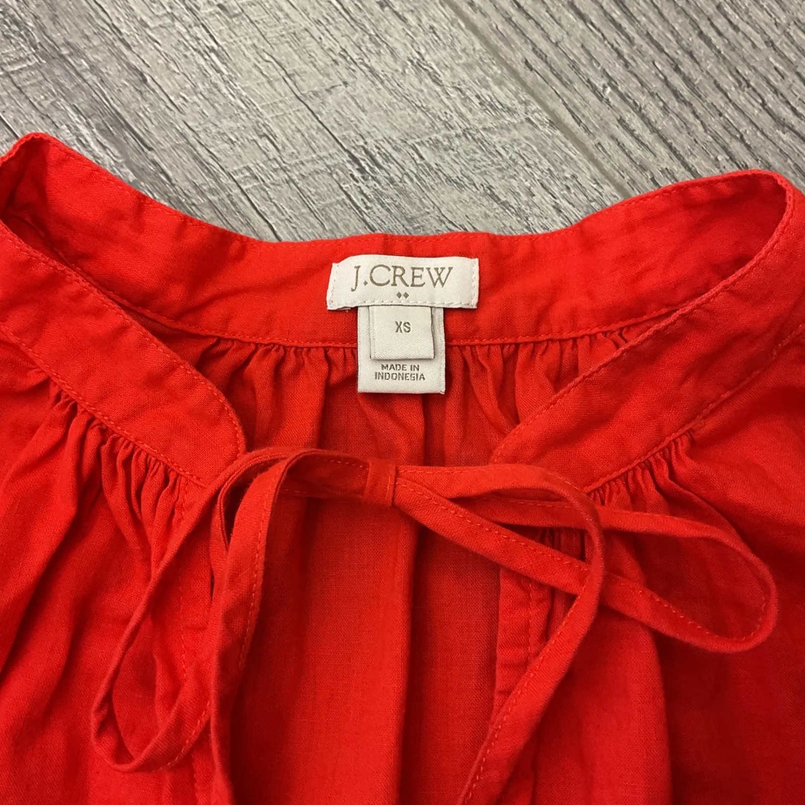 J. Crew Tunic Top Womens XS Tie Neck 3/4 Sleeve Lightweight Blouse - Image 7