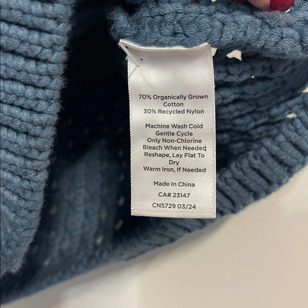 HAVEN WELL WITHIN WOMENS COTTON KNOT STITCH CARDIGAN SWEATER BUTTON LARGE TEAL Blue - Image 4