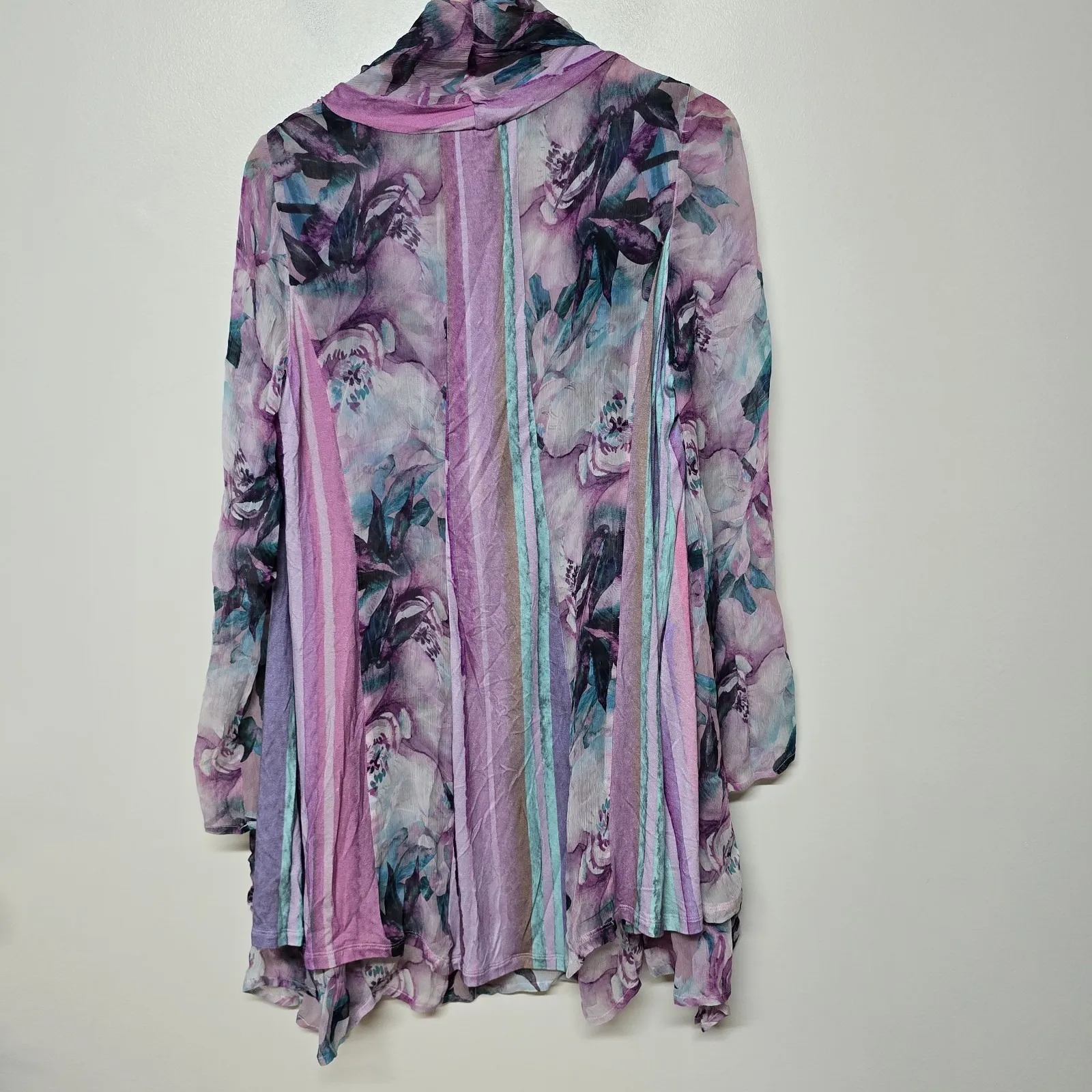 Soft Surroundings‎ Rite To Spring Pink Floral Garden Topper Flowing Cardigan Med - Image 5