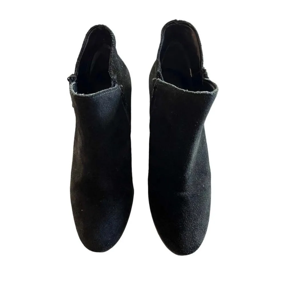 JACK ROGERS Peyton Black Suede Ankle Boots Leather Zipper Block Heels 7.5 EUC - Image 6