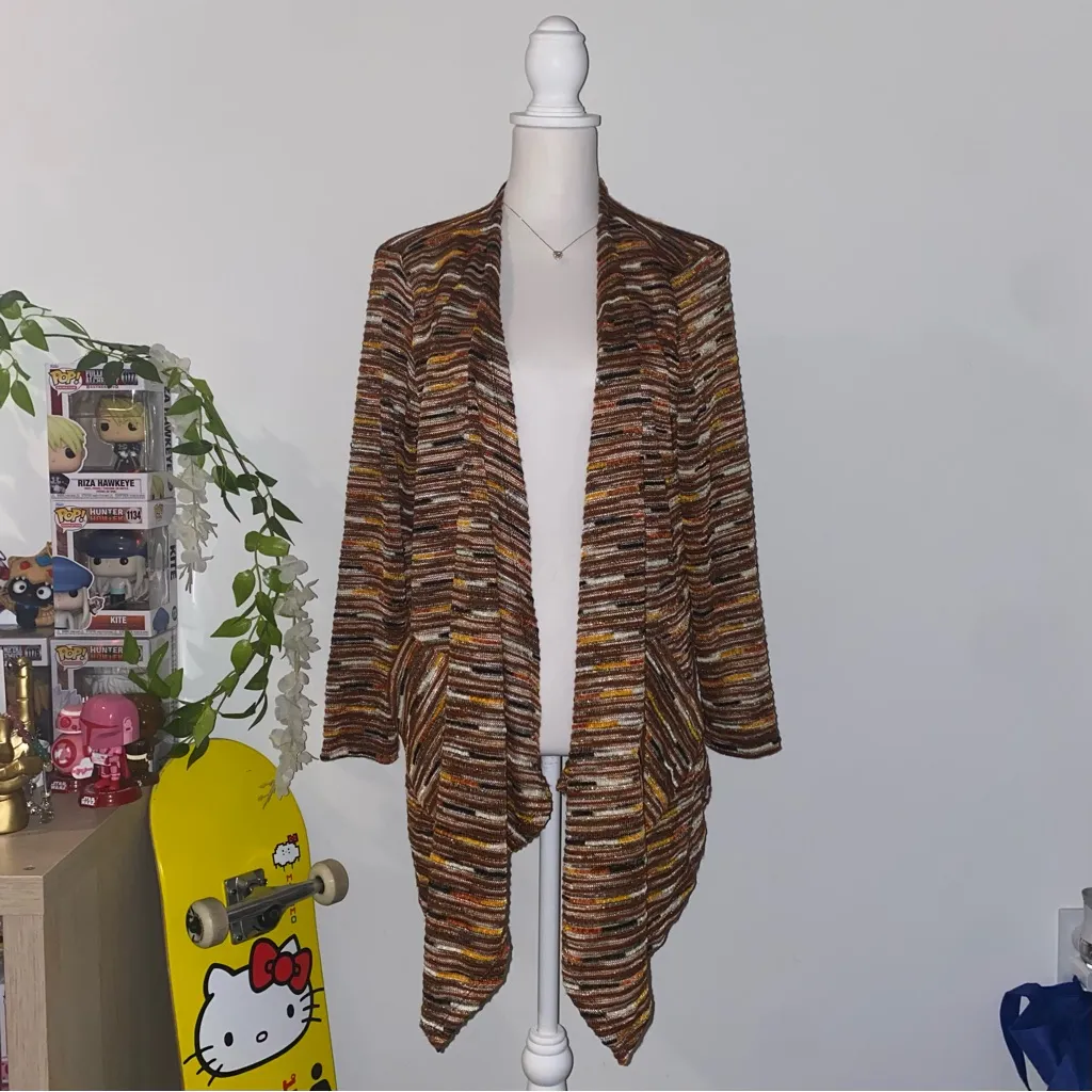 Ruby Rd. vintage whimsical bohemian fairycore orange & brown striped cardigan - Image 3