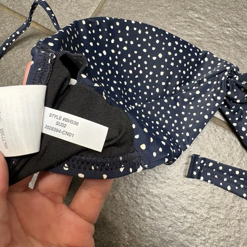 J. Crew Navy White Polka Dot Strappy Twist Bikini Top XXL Classic French 50s - Image 9