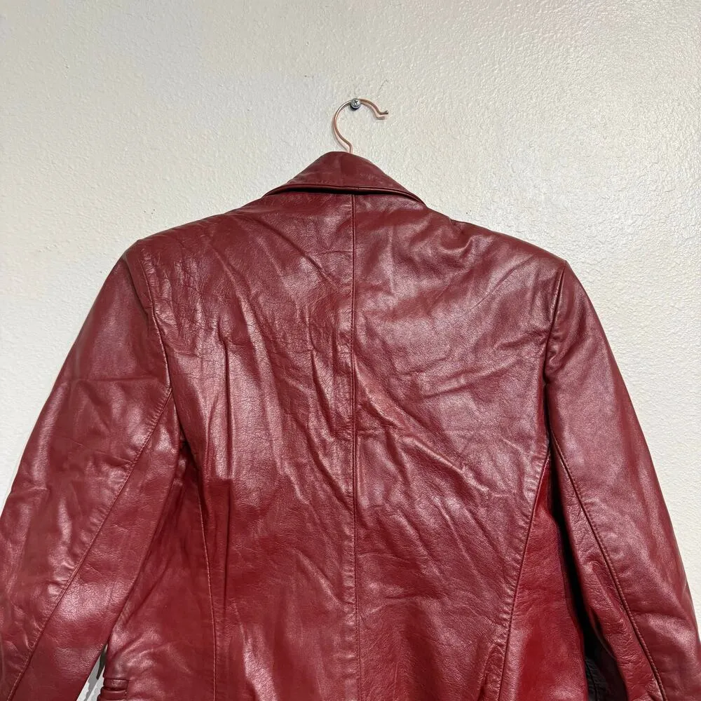 Split End Ltd. Red Leather 70's Vintage Jacket Sz 9 - Image 7