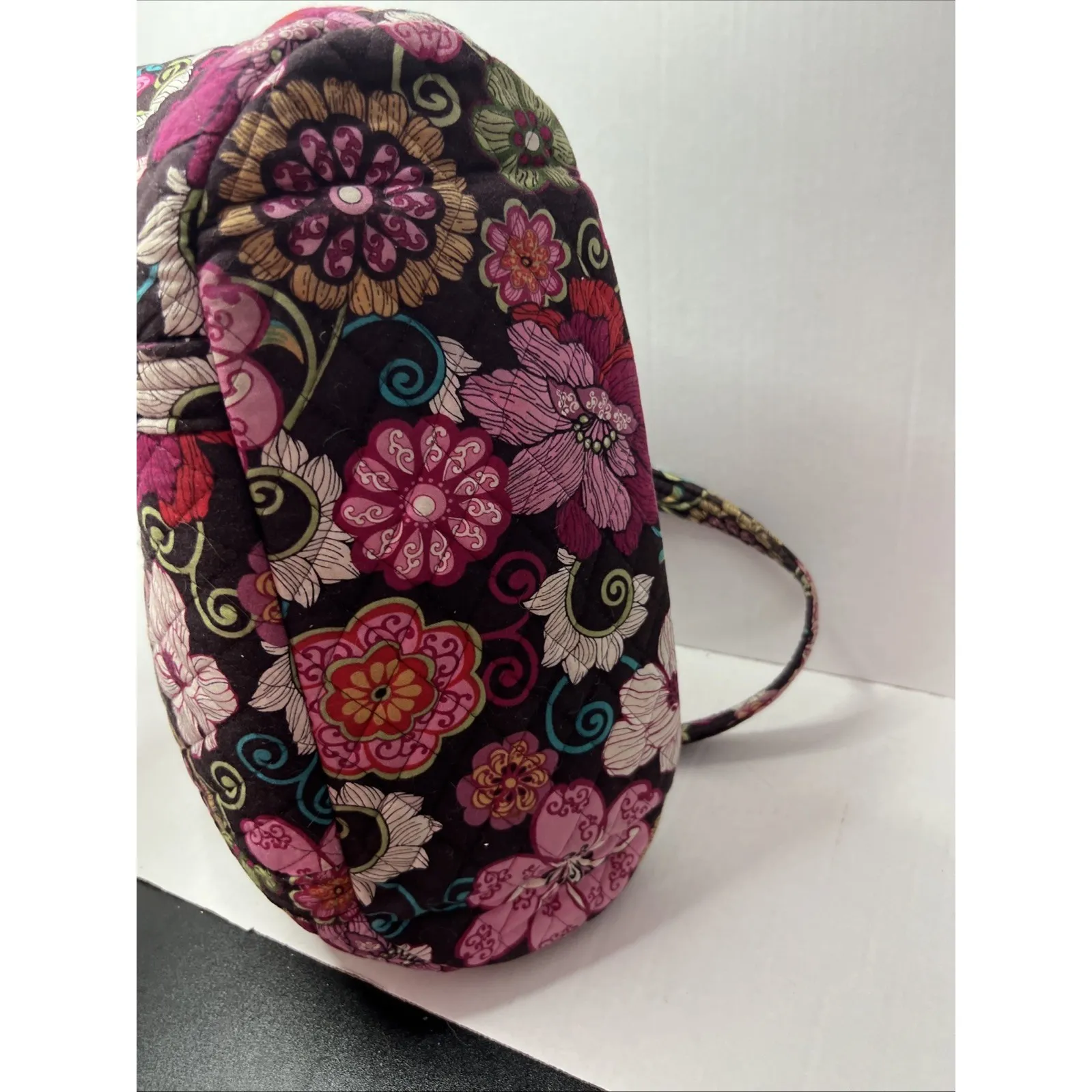 VERA BRADLEY RETIRED LIBBY MOD FLORAL BROWN & PINK SHOULDER HANDBAG - Image 5