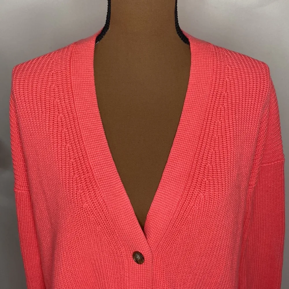 J Crew chunky V-neck cotton cashmere blend cardigan sweater in poppy size XXS - Image 6