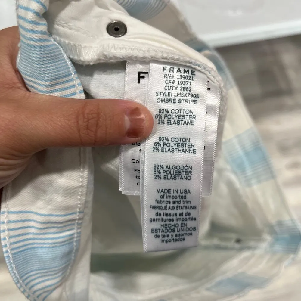 Frame Women's Ombre Blue White Stripes Micro Mini Denim Jean Skirt Size 30 NWOT - Image 4